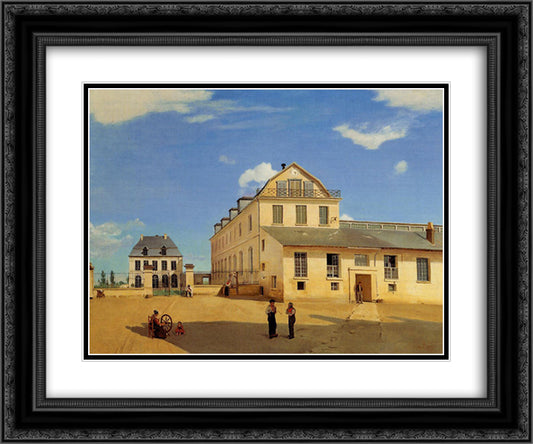 Soissons, Houses and Factory of Mr. Henry 24x20 Black Ornate Wood Framed Art Print Poster with Double Matting by Corot, Jean Baptiste Camille