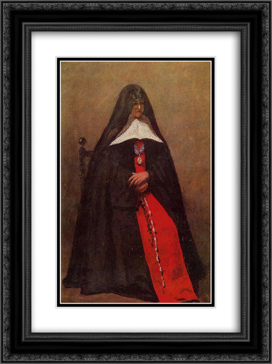 The Mother Superior of the Convent of the Annonciades 18x24 Black Ornate Wood Framed Art Print Poster with Double Matting by Corot, Jean Baptiste Camille