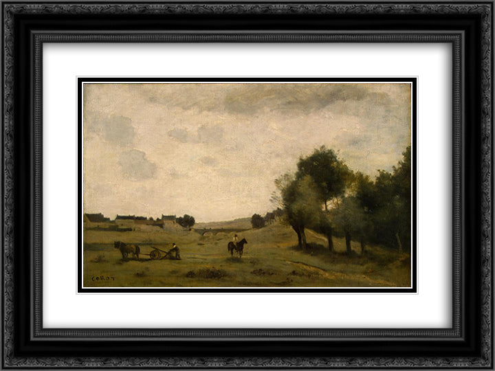 View near Epernon 24x18 Black Ornate Wood Framed Art Print Poster with Double Matting by Corot, Jean Baptiste Camille