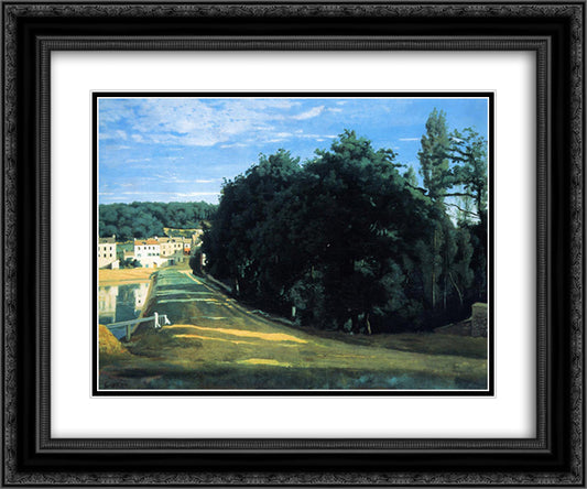 Ville d'Avray the Chemin de Corot 24x20 Black Ornate Wood Framed Art Print Poster with Double Matting by Corot, Jean Baptiste Camille
