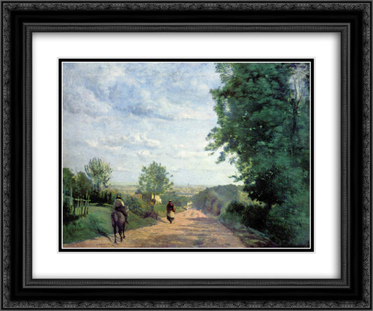 Way to Sevres 24x20 Black Ornate Wood Framed Art Print Poster with Double Matting by Corot, Jean Baptiste Camille