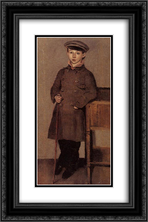 Young Boy of the Corot Family 16x24 Black Ornate Wood Framed Art Print Poster with Double Matting by Corot, Jean Baptiste Camille
