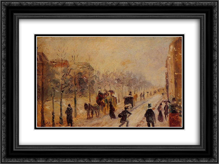 Boulevard des Batignolles 24x18 Black Ornate Wood Framed Art Print Poster with Double Matting by Pissarro, Camille