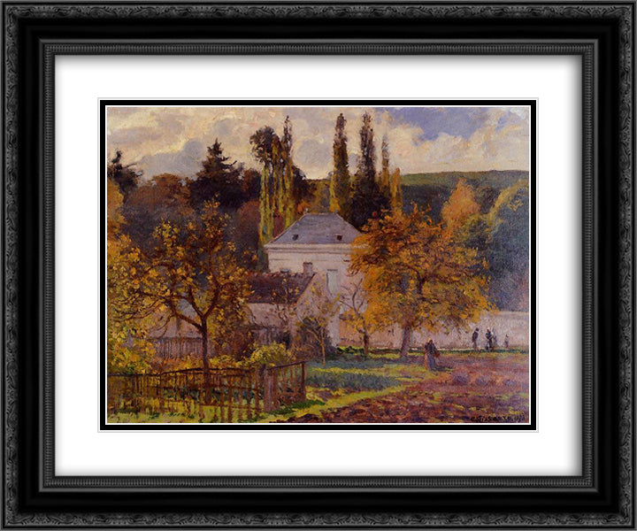 Bourgeois House in l'Hermitage, Pontoise 24x20 Black Ornate Wood Framed Art Print Poster with Double Matting by Pissarro, Camille