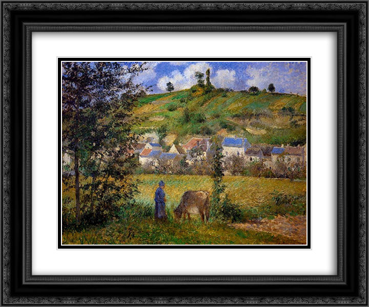Chaponval Landscape 24x20 Black Ornate Wood Framed Art Print Poster with Double Matting by Pissarro, Camille