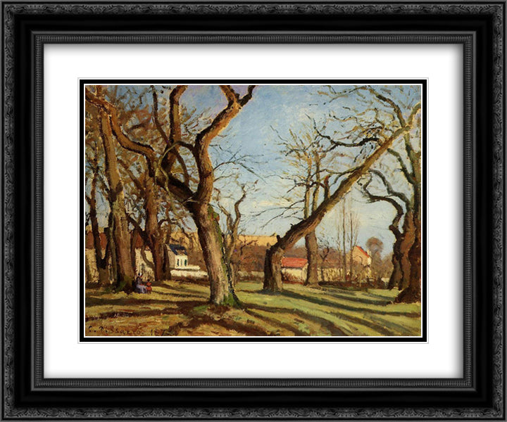 Chestnut Trees at Louveciennes 24x20 Black Ornate Wood Framed Art Print Poster with Double Matting by Pissarro, Camille