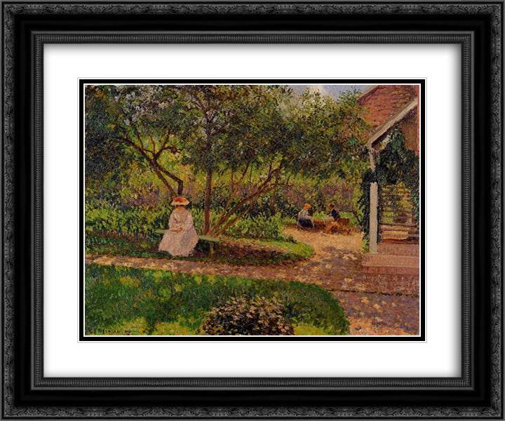 Corner of the Garden in Eragny 24x20 Black Ornate Wood Framed Art Print Poster with Double Matting by Pissarro, Camille