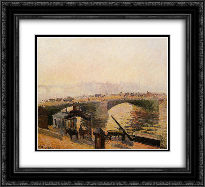 Fog, Morning, Rouen 22x20 Black Ornate Wood Framed Art Print Poster with Double Matting by Pissarro, Camille