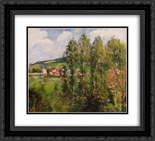 Gizors, New Section 22x20 Black Ornate Wood Framed Art Print Poster with Double Matting by Pissarro, Camille