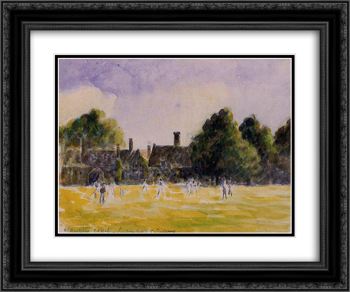 Hampton Court Green 24x20 Black Ornate Wood Framed Art Print Poster with Double Matting by Pissarro, Camille