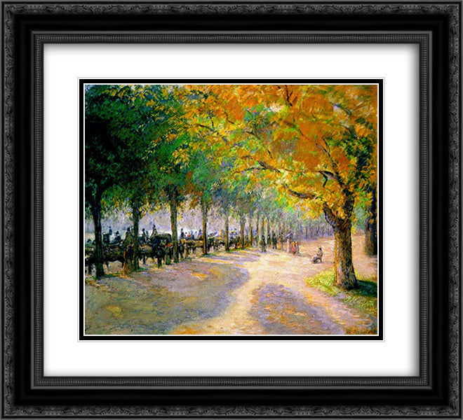Hyde Park, London 22x20 Black Ornate Wood Framed Art Print Poster with Double Matting by Pissarro, Camille