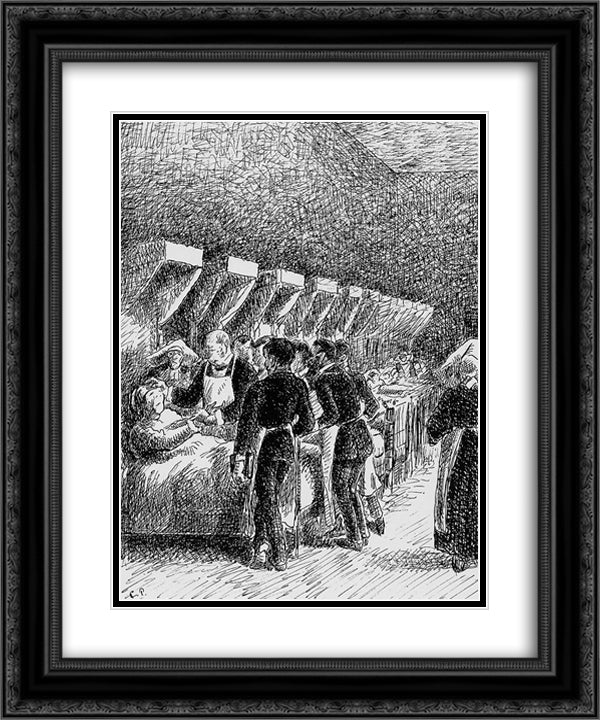 In the hospital 20x24 Black Ornate Wood Framed Art Print Poster with Double Matting by Pissarro, Camille