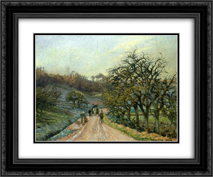 Lane of Apple Trees near Osny, Pontoise 24x20 Black Ornate Wood Framed Art Print Poster with Double Matting by Pissarro, Camille