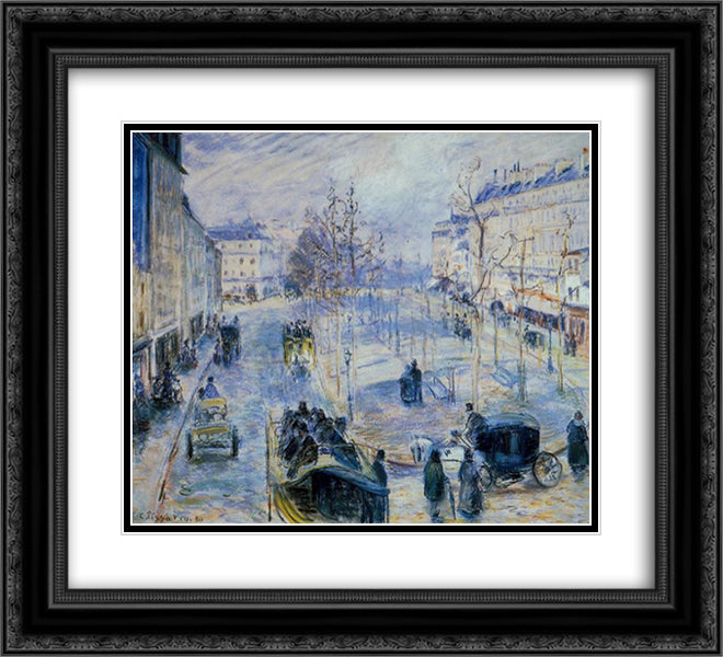 Le Boulevard de Clichy 22x20 Black Ornate Wood Framed Art Print Poster with Double Matting by Pissarro, Camille