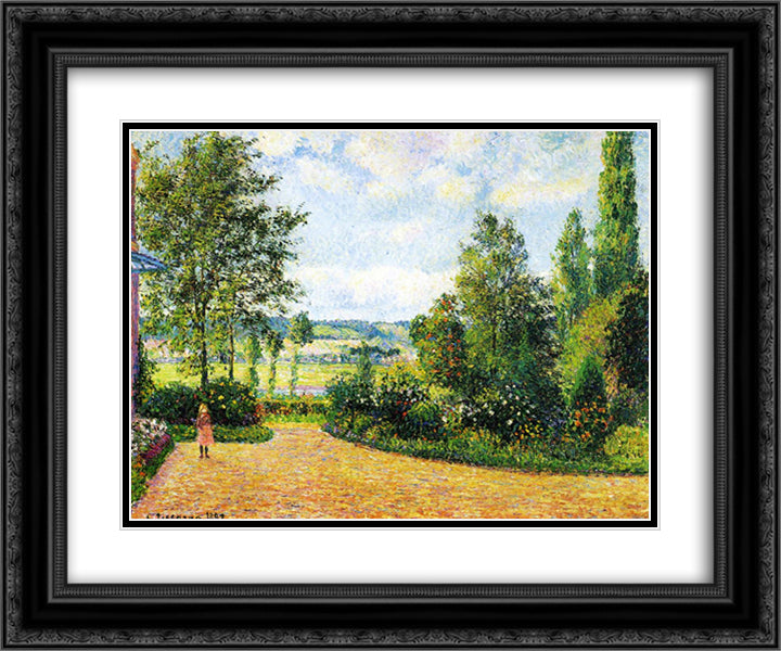 Mirbeau's Garden, the Terrace 24x20 Black Ornate Wood Framed Art Print Poster with Double Matting by Pissarro, Camille