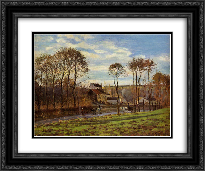 Pontoise, Les Mathurins 24x20 Black Ornate Wood Framed Art Print Poster with Double Matting by Pissarro, Camille