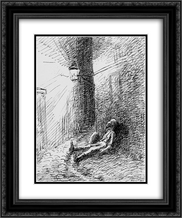 Poor John 20x24 Black Ornate Wood Framed Art Print Poster with Double Matting by Pissarro, Camille