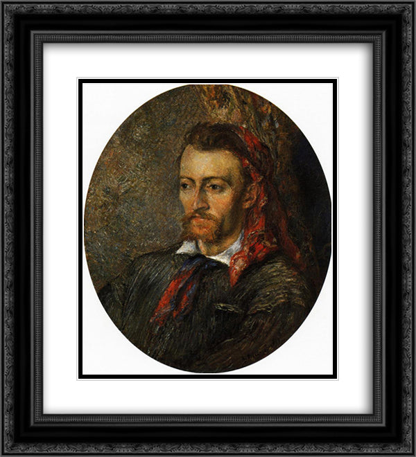 Portrait of Eugene Murer 20x22 Black Ornate Wood Framed Art Print Poster with Double Matting by Pissarro, Camille