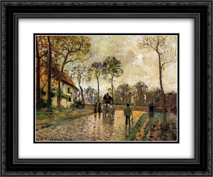 Stagecoach to Louveciennes 24x20 Black Ornate Wood Framed Art Print Poster with Double Matting by Pissarro, Camille