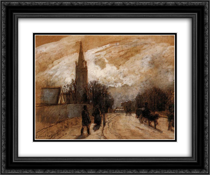 Study for 'All Saints' Church, Upper Norwood' 24x20 Black Ornate Wood Framed Art Print Poster with Double Matting by Pissarro, Camille