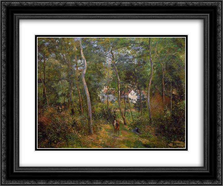 The Backwoods of l'Hermitage, Pontoise 24x20 Black Ornate Wood Framed Art Print Poster with Double Matting by Pissarro, Camille
