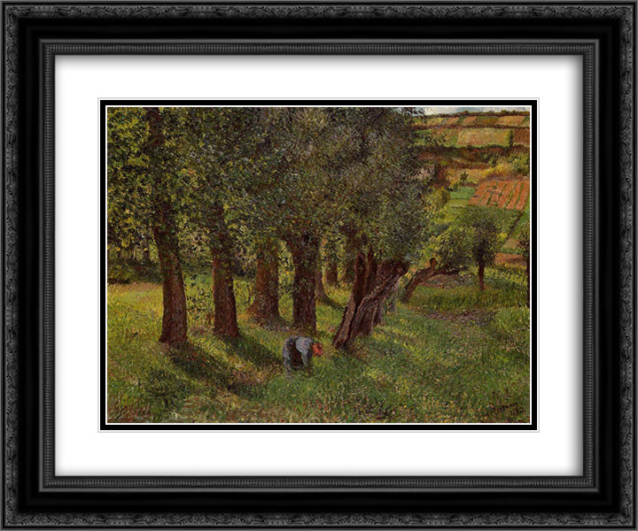 The cabbage of Pontoise 24x20 Black Ornate Wood Framed Art Print Poster with Double Matting by Pissarro, Camille