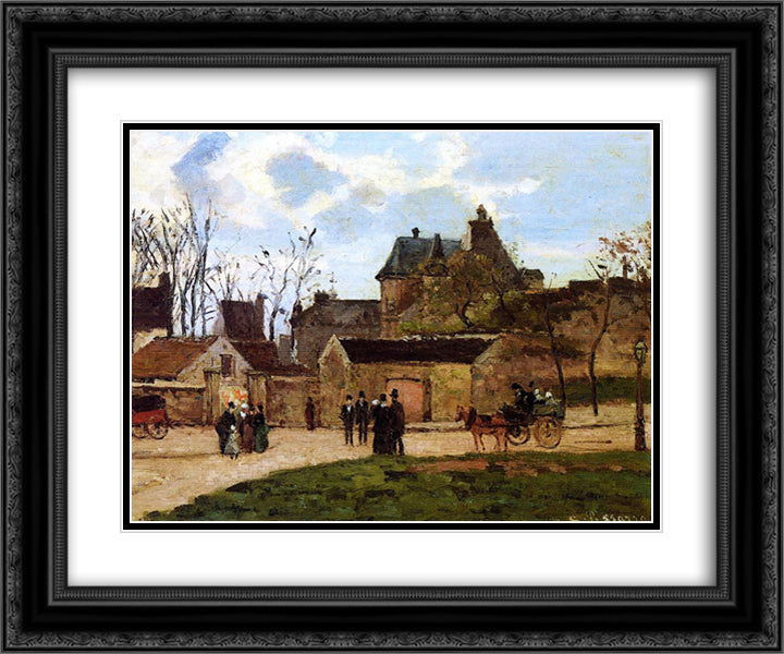 The Court House, Pontoise 24x20 Black Ornate Wood Framed Art Print Poster with Double Matting by Pissarro, Camille