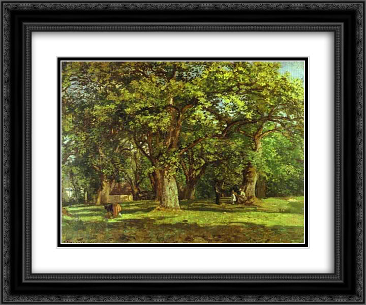 The Forest 24x20 Black Ornate Wood Framed Art Print Poster with Double Matting by Pissarro, Camille