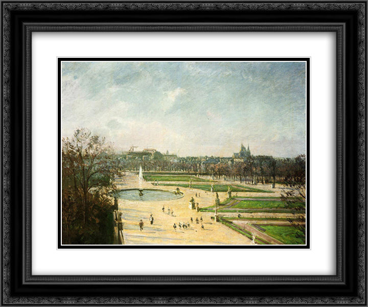 The Tuileries Gardens, Afternoon, Sun 24x20 Black Ornate Wood Framed Art Print Poster with Double Matting by Pissarro, Camille