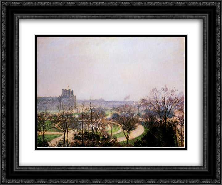 The Tuileries Gardens 24x20 Black Ornate Wood Framed Art Print Poster with Double Matting by Pissarro, Camille