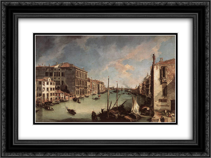 Grand Canal, Looking East from the Campo San Vio 24x18 Black Ornate Wood Framed Art Print Poster with Double Matting by Canaletto