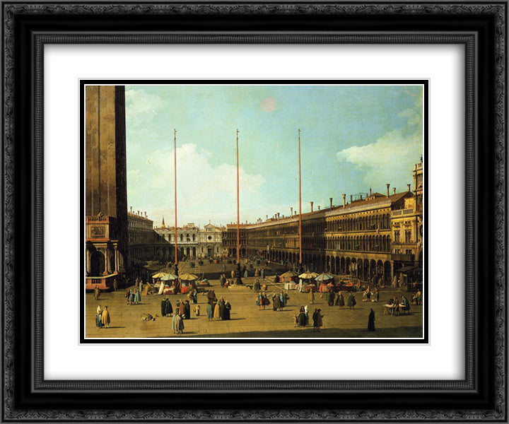 Piazza San Marco, Looking Towards San Geminiano 24x20 Black Ornate Wood Framed Art Print Poster with Double Matting by Canaletto