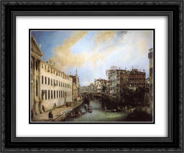 Rio dei Mendicanti 24x20 Black Ornate Wood Framed Art Print Poster with Double Matting by Canaletto
