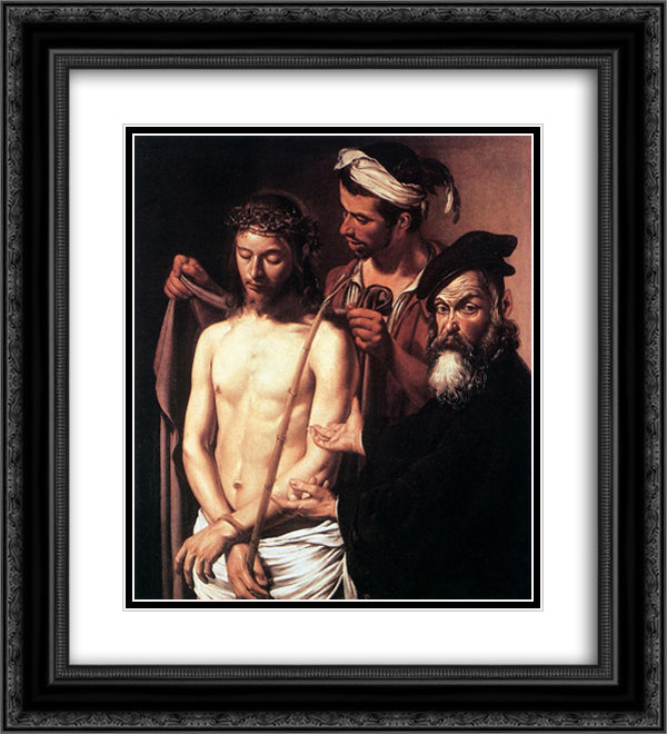 Ecce Homo 20x22 Black Ornate Wood Framed Art Print Poster with Double Matting by Caravaggio