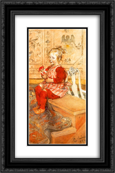 Lisbeth 16x24 Black Ornate Wood Framed Art Print Poster with Double Matting by Larsson, Carl