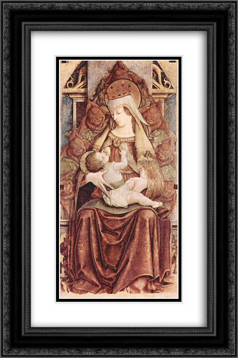 Enthroned Madonna (Enthroned Maria lactans) 16x24 Black Ornate Wood Framed Art Print Poster with Double Matting by Crivelli, Carlo