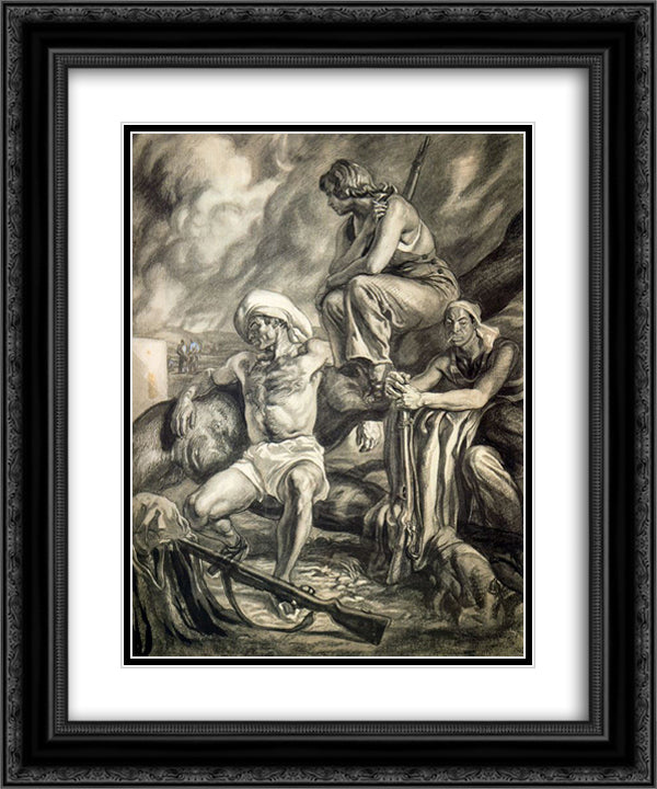 The groves of Mallorca 20x24 Black Ornate Wood Framed Art Print Poster with Double Matting by Tejada, Carlos Saenz de