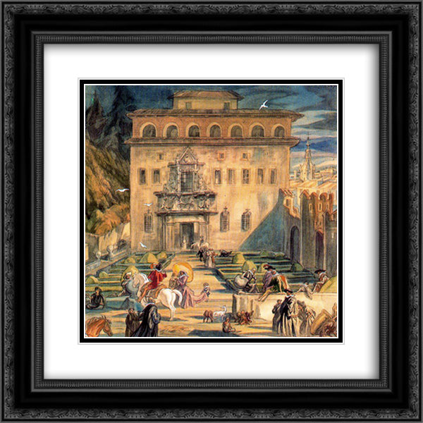 The Palace Escoriaza - Esquivel 20x20 Black Ornate Wood Framed Art Print Poster with Double Matting by Tejada, Carlos Saenz de