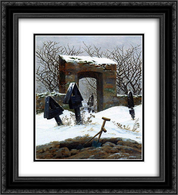 Graveyard under Snow 20x22 Black Ornate Wood Framed Art Print Poster with Double Matting by Friedrich, Caspar David