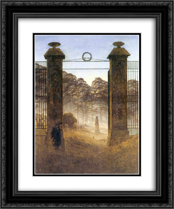 The Cemetery Entrance 20x24 Black Ornate Wood Framed Art Print Poster with Double Matting by Friedrich, Caspar David