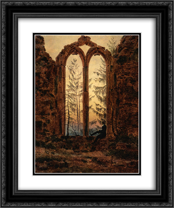 The dreamer 20x24 Black Ornate Wood Framed Art Print Poster with Double Matting by Friedrich, Caspar David