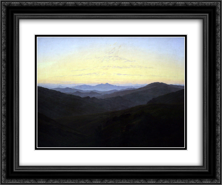 The Riesengbirge 24x20 Black Ornate Wood Framed Art Print Poster with Double Matting by Friedrich, Caspar David