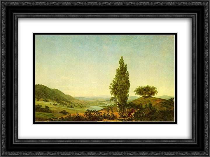 The summer 24x18 Black Ornate Wood Framed Art Print Poster with Double Matting by Friedrich, Caspar David
