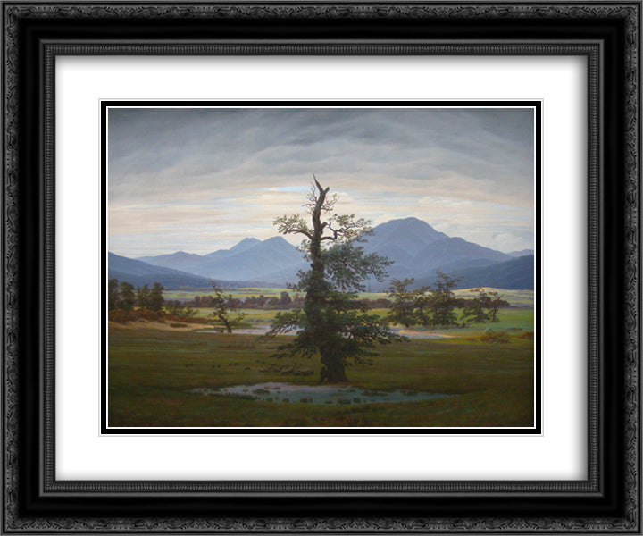 Tree 24x20 Black Ornate Wood Framed Art Print Poster with Double Matting by Friedrich, Caspar David