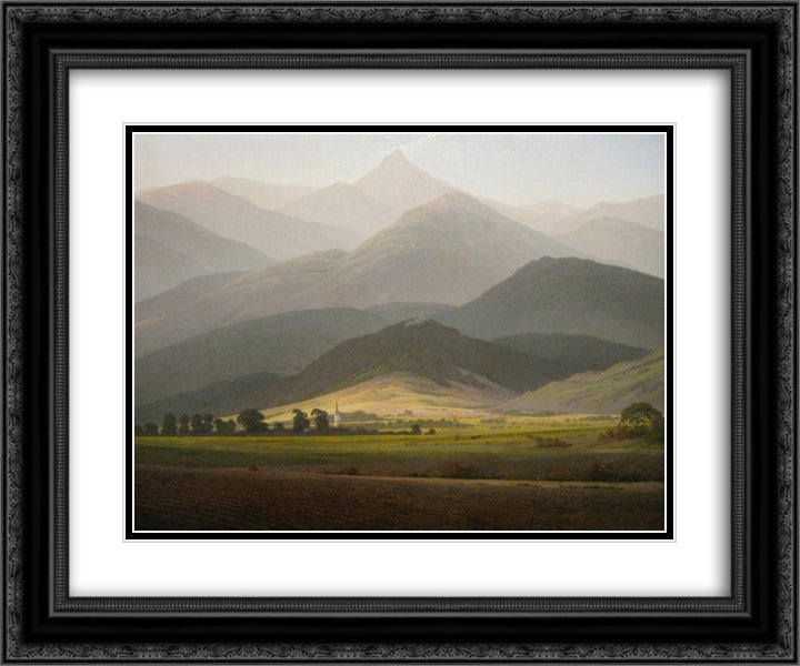 View from the Small Warmbrunn Sturmhaube 24x20 Black Ornate Wood Framed Art Print Poster with Double Matting by Friedrich, Caspar David