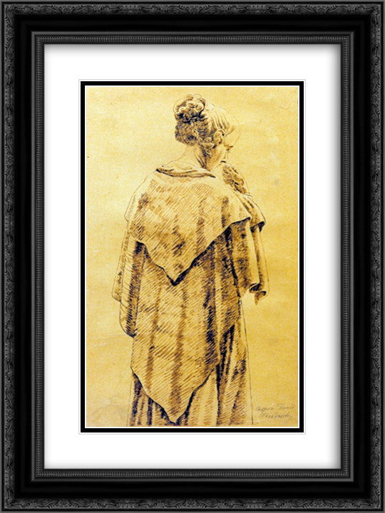 Woman in the cloack 18x24 Black Ornate Wood Framed Art Print Poster with Double Matting by Friedrich, Caspar David