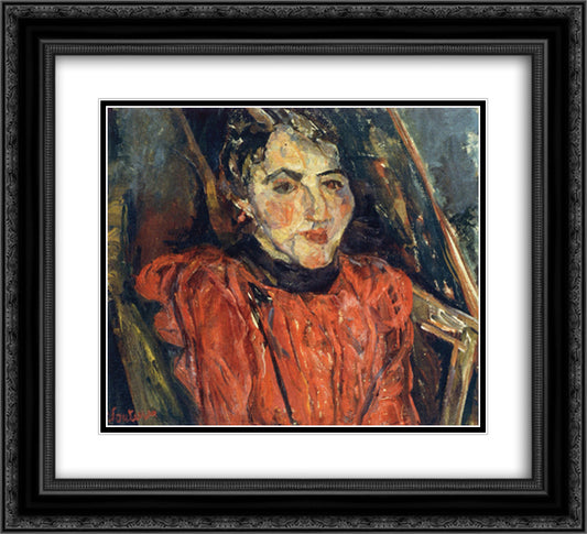 Portrait of Madame X (also known as Pink Portrait) 22x20 Black Ornate Wood Framed Art Print Poster with Double Matting by Soutine, Chaim