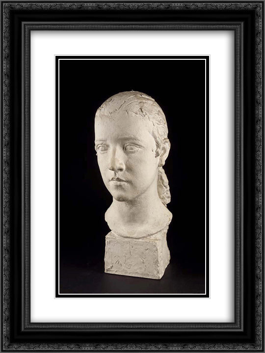 Nenette 18x24 Black Ornate Wood Framed Art Print Poster with Double Matting by Despiau, Charles