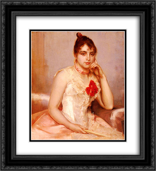 Spanish Beauty 20x22 Black Ornate Wood Framed Art Print Poster with Double Matting by Hermans, Charles