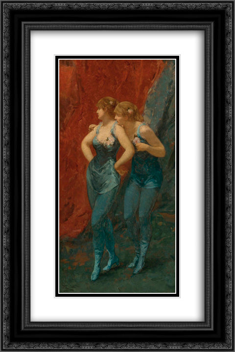 Two Dancers 16x24 Black Ornate Wood Framed Art Print Poster with Double Matting by Hermans, Charles